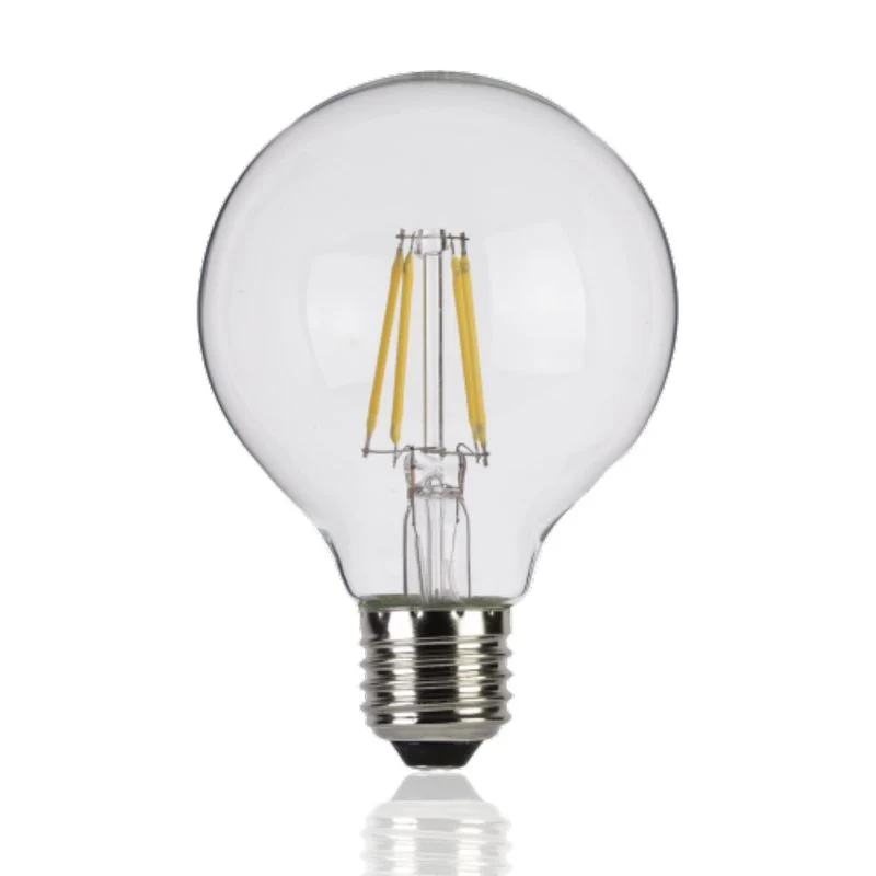 Lampadina Globo LED, filamento a vista, E27, 8W, 220Vac, Luce Calda, Dimmerabile