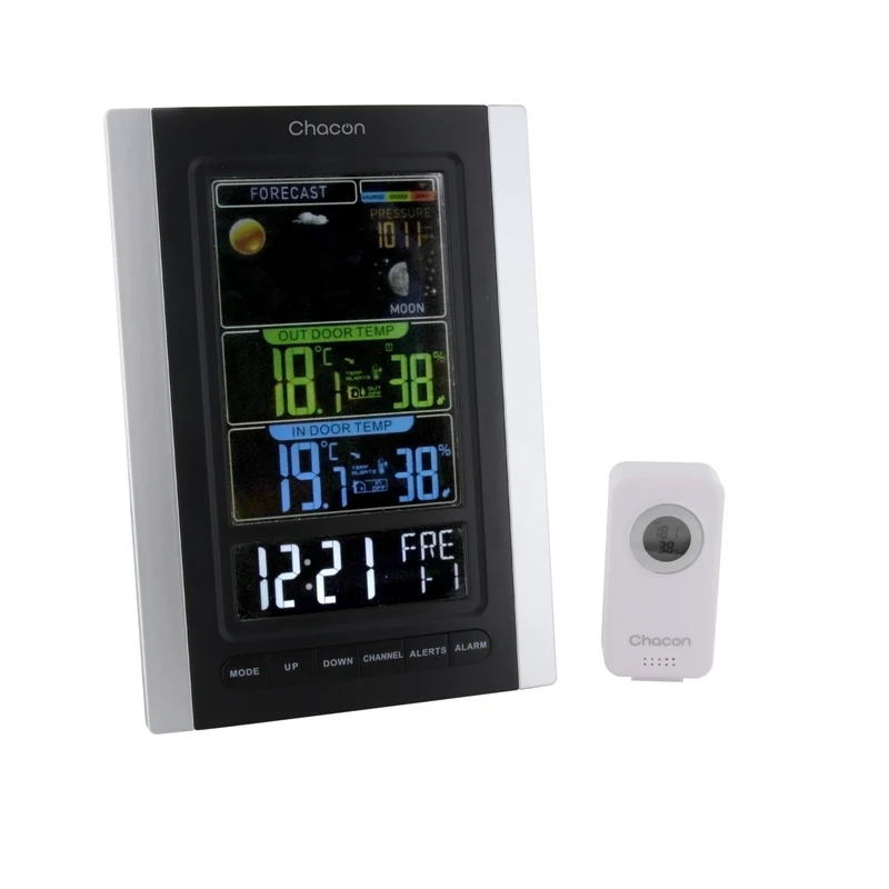 Weather station with barometer and wireless exterior sensor