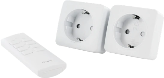 Set of two On/Off mini sockets and four-channel remote control