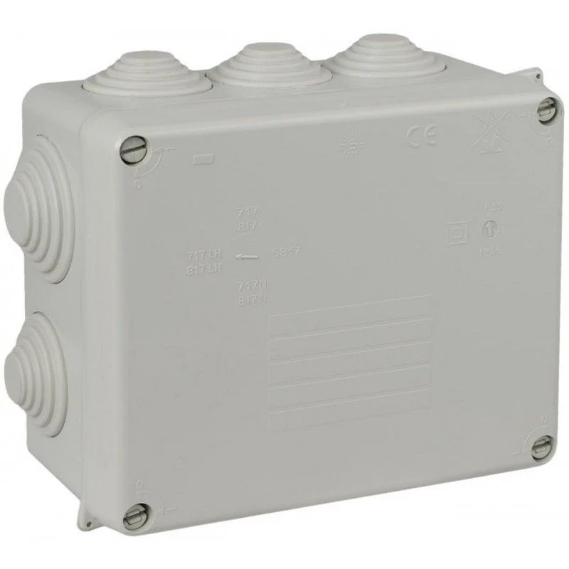 SOLERA 717 - Scatola di derivazione con coperchio a vite - IP55 - dim. int. 160 x 135 x 70 - pareti con passacavi - Grigio (alternativa Gewiss GW44007)