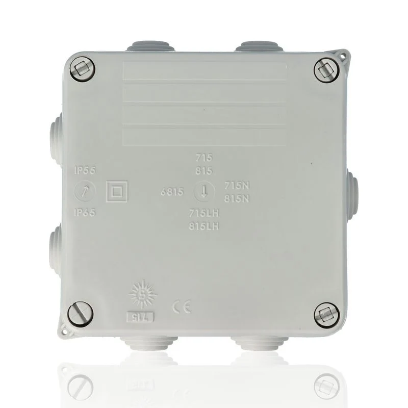 SOLERA 715 - Scatola di derivazione con coperchio a vite - IP55 - dim. int. 100 x 100 x 55 - pareti con passacavi - Grigio (alternativa Gewiss GW44004)
