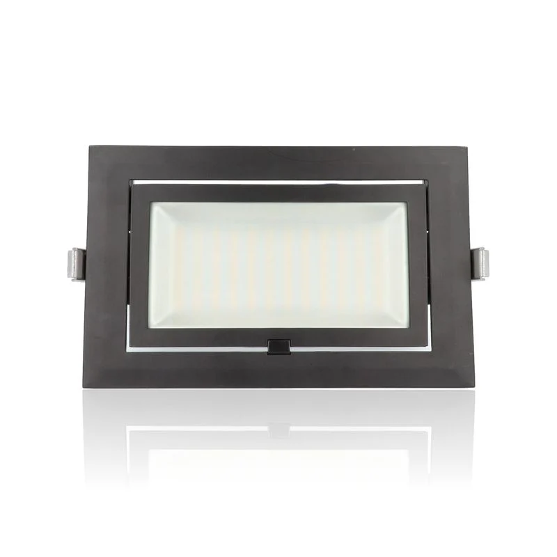 Faretto LED rettangolare da incasso mis.246x156mm, orientabile, 60W, 220Vac, con regolazione temperatura luce (Calda - Naturale - Fredda) - Nero