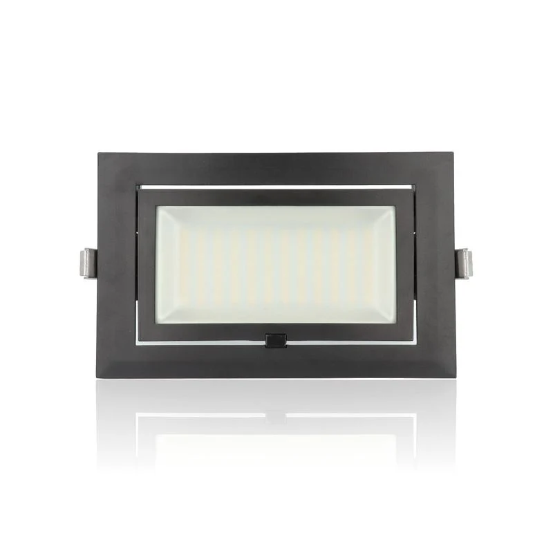 Faretto LED rettangolare da incasso mis.246x156mm, orientabile, 40W, 220Vac, con regolazione temperatura luce (Calda - Naturale - Fredda) - Nero