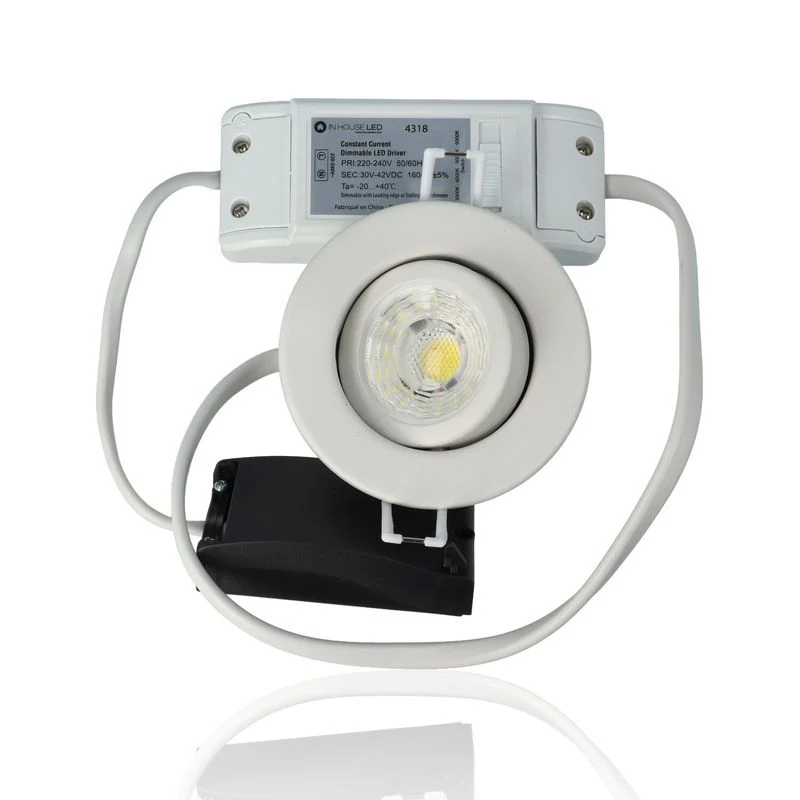 Faretto LED rotondo da incasso diam.86mm, orientabile 7W, 220Vac, con regolazione temperatura luce (Calda - Naturale - Fredda) - Dimmerabile - Bianco