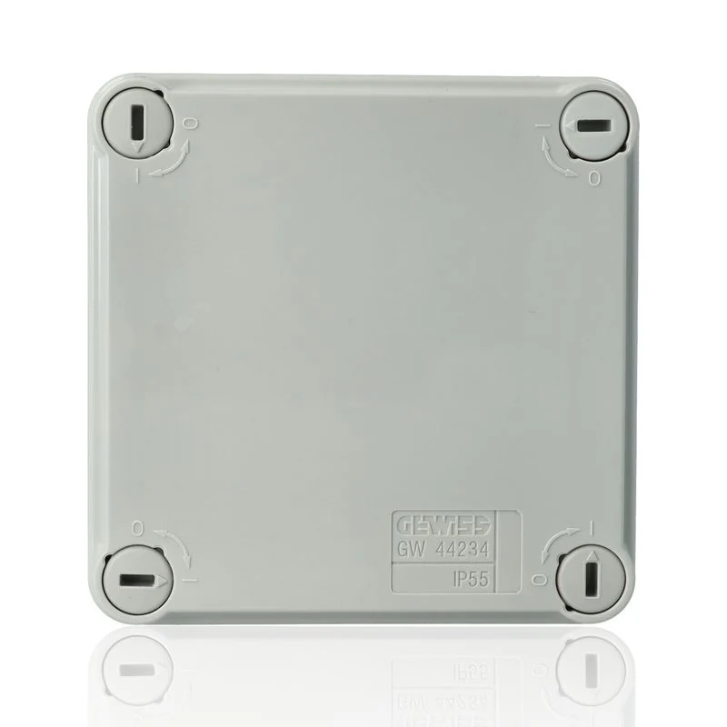 GEWISS GW44234 - Scatola di derivazione con coperchio e viti a 1/4 di giro - IP55 - dim. int. 100x100x50 - pareti lisce - Grigio