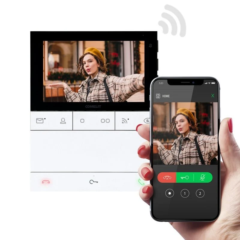 COMELIT PL6741 - Serie People Wi-Fi - Videocitofono vivavoce a colori Wi-Fi 5, Simplebus 2, app Comelit, riconoscimento facciale, programmabile da spento, NFC