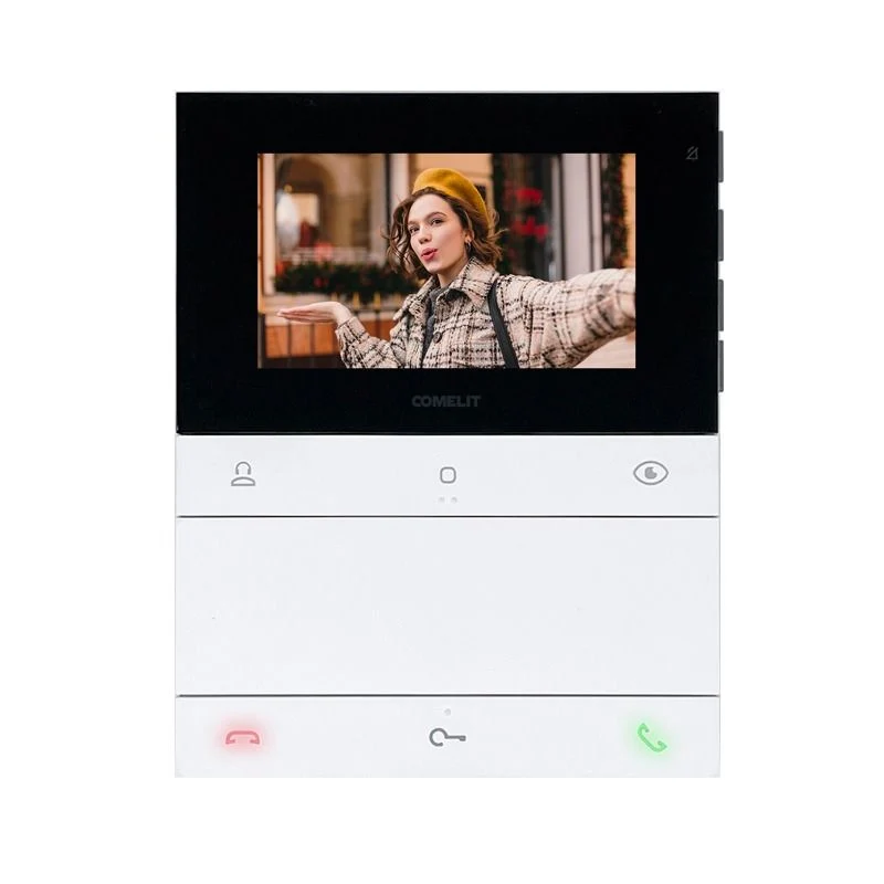 COMELIT PL6721 - Serie People - Videocitofono vivavoce a colori 4.3/16:9, sistema Simplebus 2, 6 pulsanti, programmabile da spento, staffa inclusa