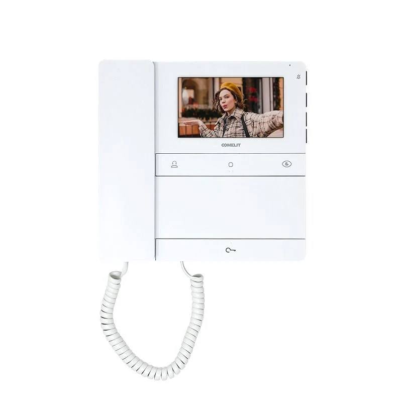COMELIT PL6701 - Serie People - Videocitofono a colori 4.3/16:9 con cornetta, sistema Simplebus 2, 4 pulsanti, guide tattili, programmabile da spento
