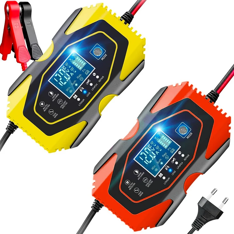 Chargeur batterie voiture moto batteries lithium plomb 12-24V câbles et écran