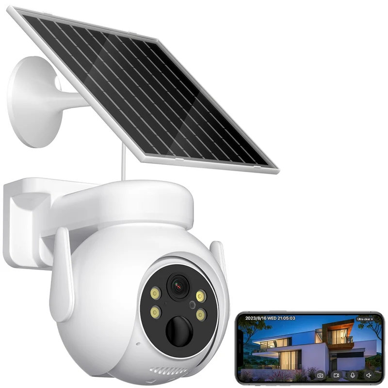 Caméra de vidéosurveillance Recharge Solaire Wi-Fi Détection et Contrôle via APP