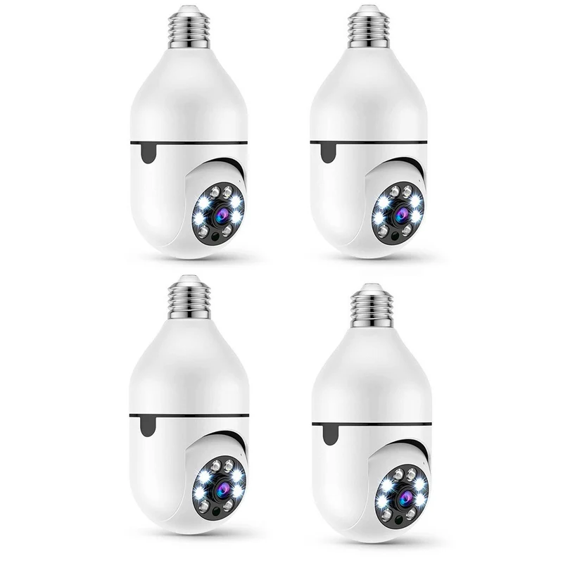 4 pièces Caméra Wi-Fi, lampe cachée, ampoule intérieure et extérieure, Zoom
