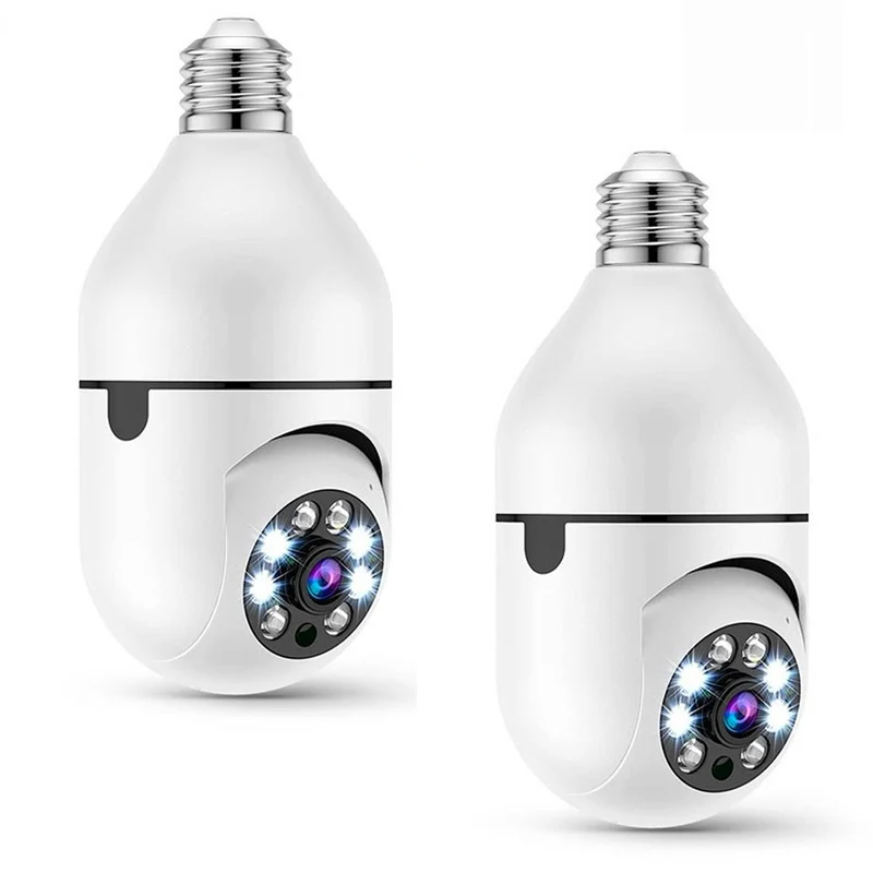 2 pièces Caméra Wi-Fi lampe cachée ampoule intérieure et extérieure Zoom