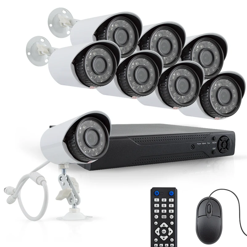 Kit de vidéosurveillance avec 8 caméras H.264, télécommande Infrarouge Full HD