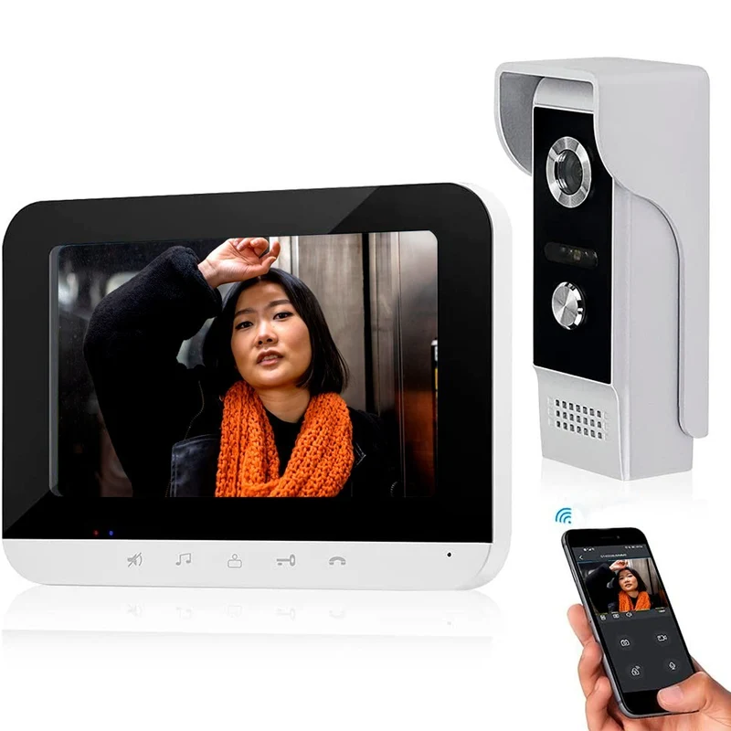 Interphone vidéo Wi-Fi unifamilial avec moniteur LCD TFT 7" caméra nocturne