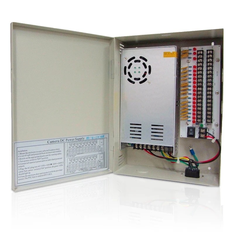216043 Alimentation stabilisée en coffret 12V 25A 8CH Switching Power Box