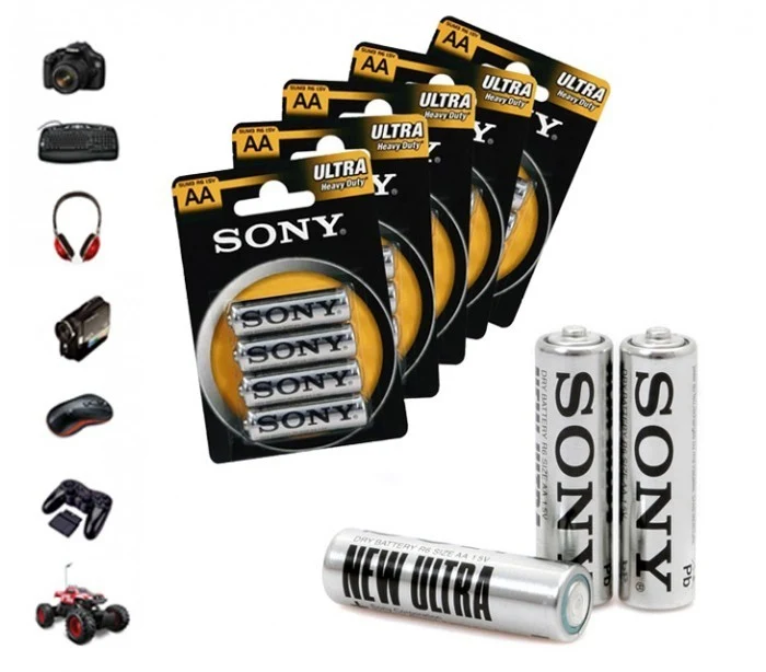 Pack de 32, 52, 76 ou 100 piles AA SONY NEW ULTRA - R6 1.5V - zinc charbon