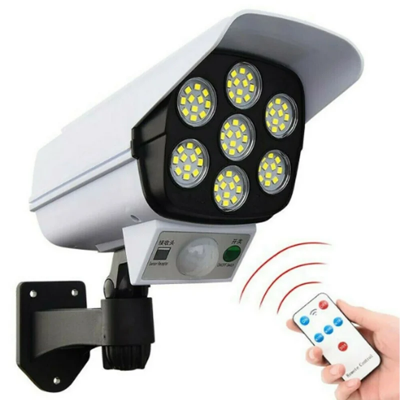 TELECAMERA FINTA PANNELLO SOLARE CON SENSORE MOVIMENTO 77 LED FARETTO LUCE 0387
