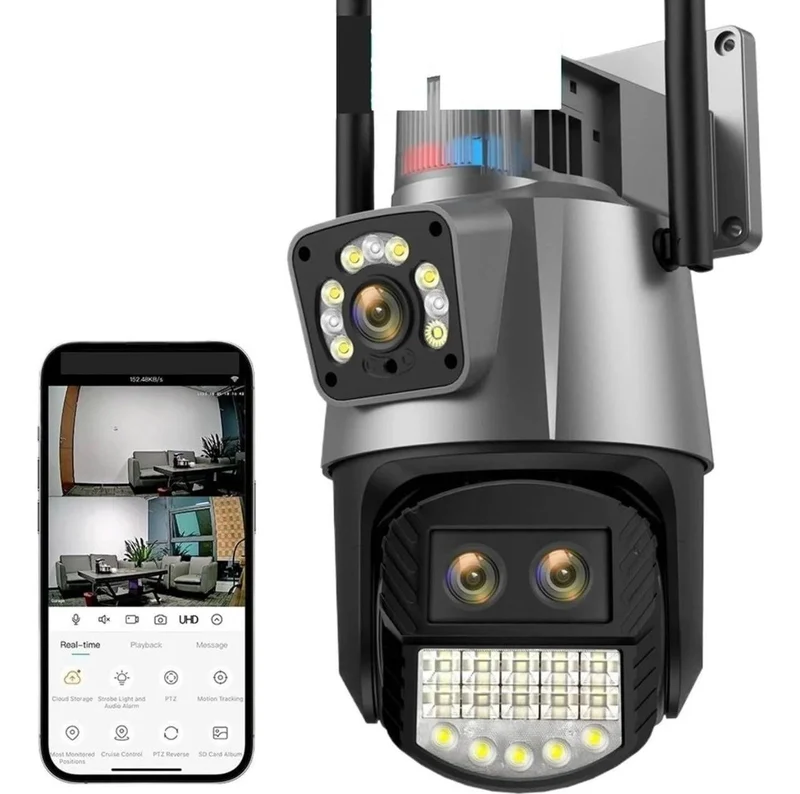 Telecamera di Sicurezza con tripla Camera 4K con RILEVAMENTO INTELLIGENTE