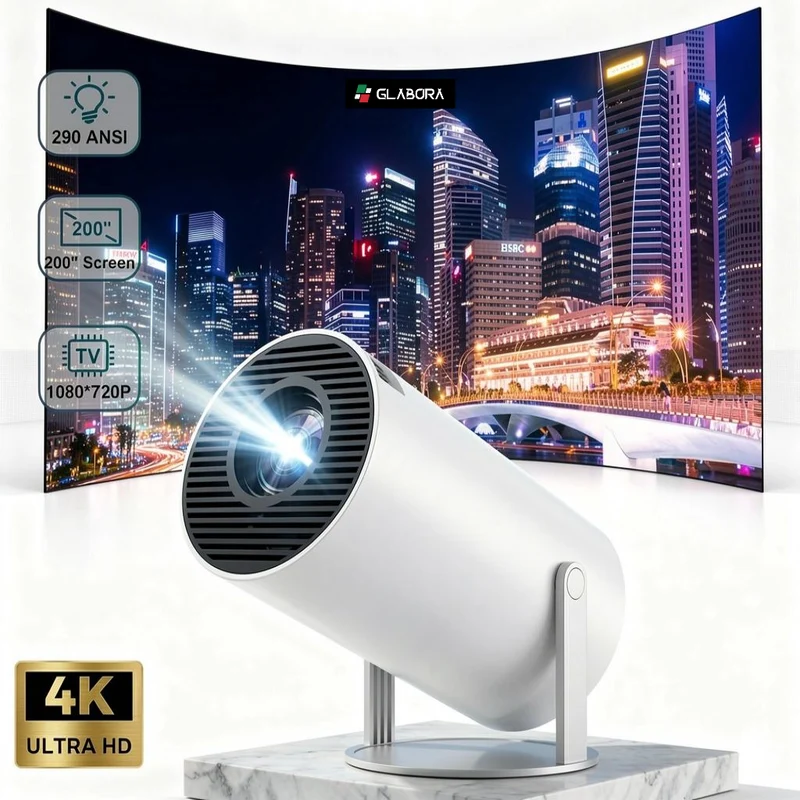 Proiettore Compatto 8K con Wifi6 e Altoparlante Integrato | Esperienza Cinematica Portatile per Home Theater e Outdoor