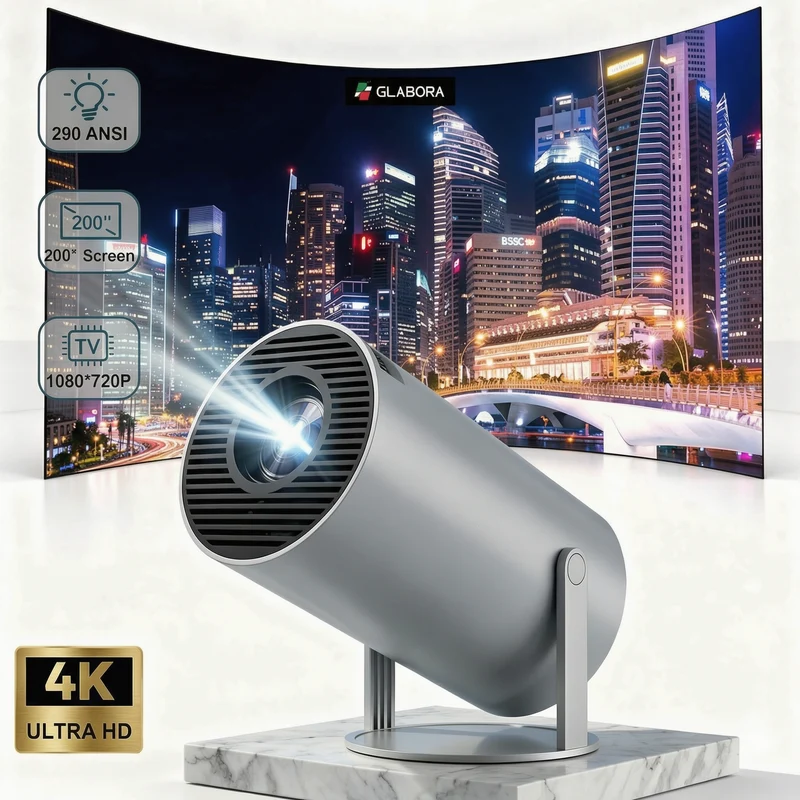 Proiettore Compatto 8K con Wifi6 e Altoparlante Integrato | Esperienza Cinematica Portatile per Home Theater e Outdoor