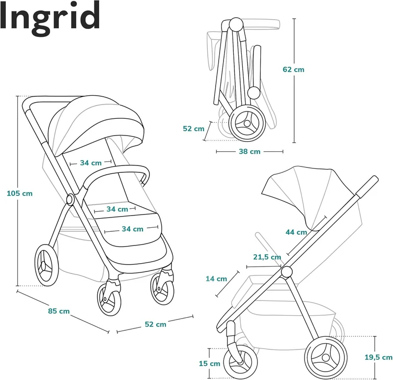 Poussette LIONELO INGRID 6-48 mois Pliable Dossier et repose-pieds réglables