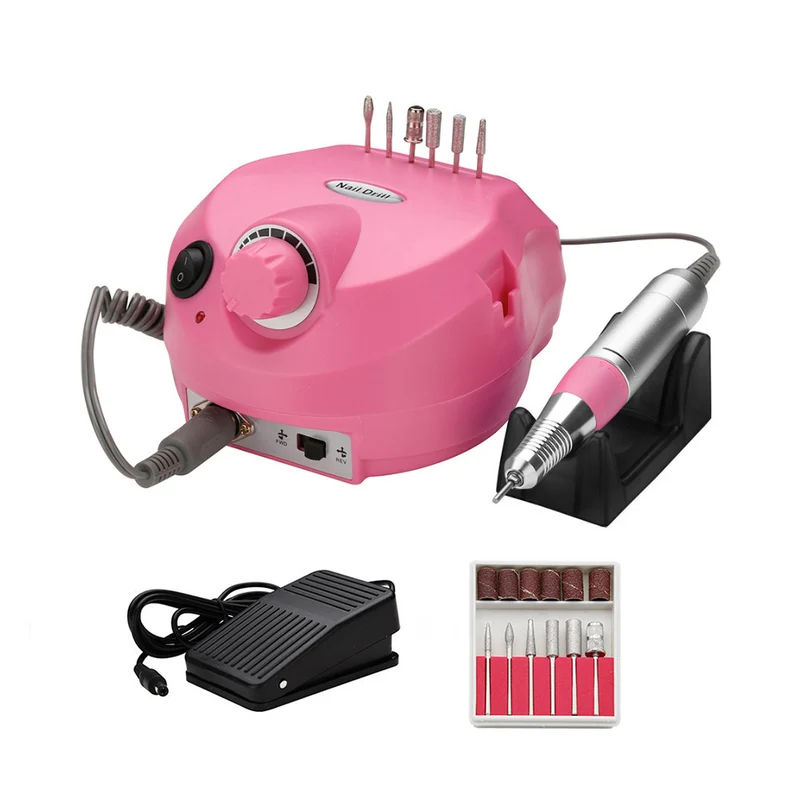 Fraise à Ongles Pro 35 000 Tr/min, Pédale, 5 Embouts, Vitesse Réglable