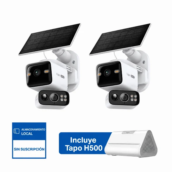 Cámara 2K Doble Lente Solar 360° | Tapo H500 + C645D Kit (2-pack)