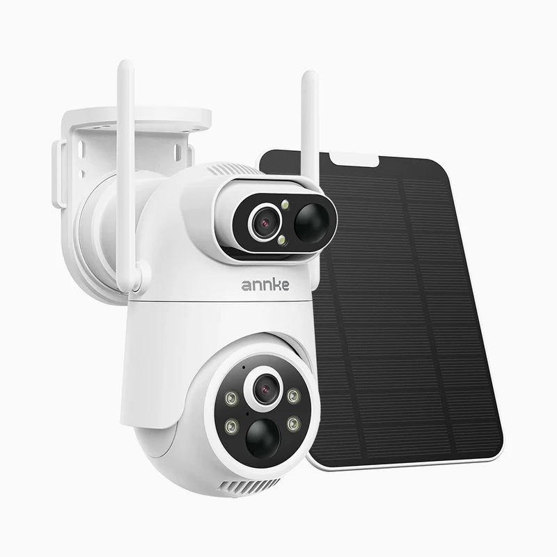 WB400P - 4MP Wireless Outdoor Dual-Lens Battery Security Camera, 100% Wire-Free, 9000mAh Battery & Solar Powered, 350° Pan & 90° Tilt, PIR Human Detection, Two-Way Audio