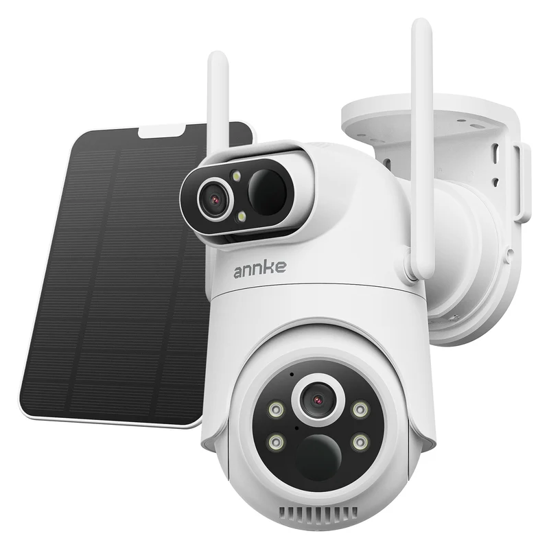 ANNKE 4MP Dual-Lens Solar Security Cameras Wireless Outdoor 360° View, V1, 9000mAh & 4W Solar Panel, Dual-band 2.4/5GHz Bluetooth
