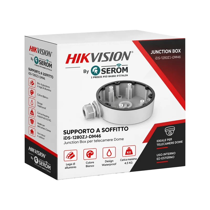 DS-1280ZJ-DM46 Scatola di Giunzione per Telecamere Dome Waterproof Indoor Outdoor in Alluminio - Hikvision