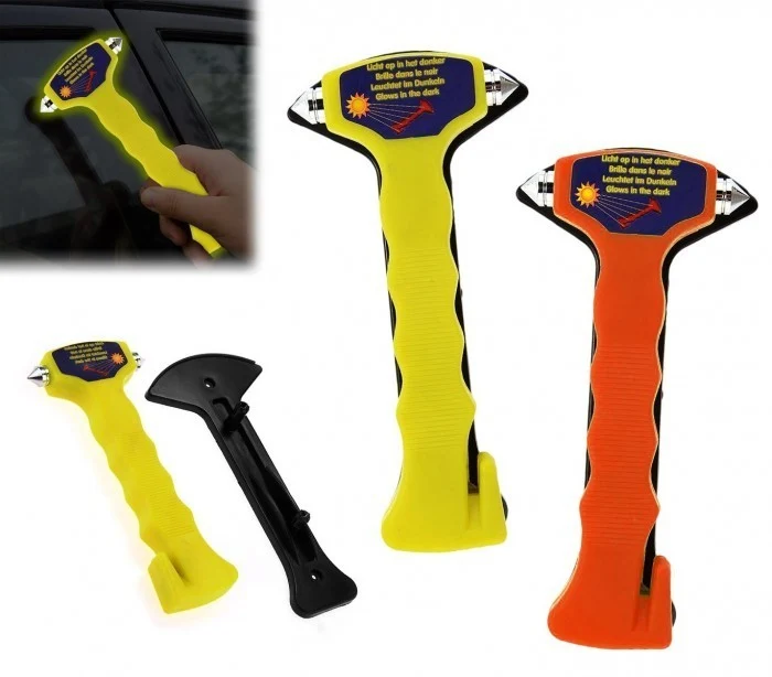 Casse-vitre voiture marteau de secours fluorescente en différentes couleurs
