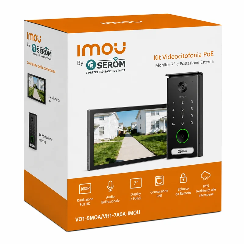 VO1-5M0A/VH1-7A0A - Kit Videocitofono IP PoE 5MP, Monitor Touch 7", AI Persone e Veicoli, Audio Bidirezionale, App IMOU