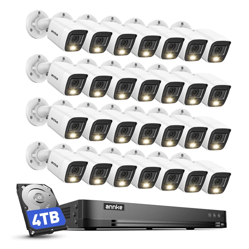 ANNKE 32CH 3K Lite Wired Security Camera System with 4TB, 28 x Outdoor Cams, Commercial DVR Kit, 2MP Camera, H.265 pro+, Smart Dual-Light, Human/Vehicle Detection, Instant Alerts, Digital WDR, IP67