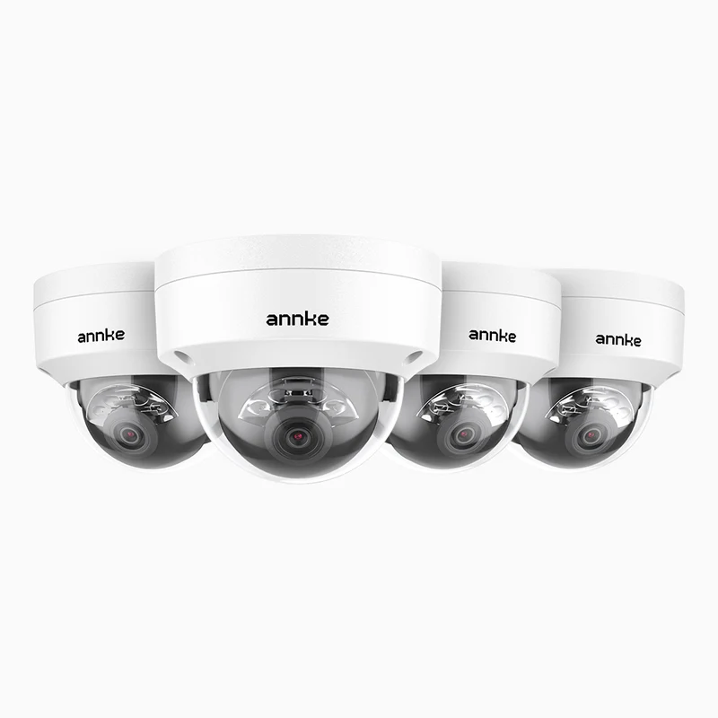 C1200D - 4-Pack, 4K 12MP Outdoor Dual Light PoE Dome Security Camera, Color & IR Night Vision, Human & Vehicle Detection, H.265+, Built-in Microphone, Max. 512 GB Local Storage, IP67 & IK08