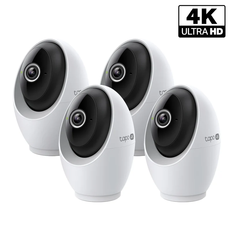 4K Ultra HD Pan/Tilt Dual-Band WiFi Indoor Security Camera, Tapo C260 RoomCam 4-Pack