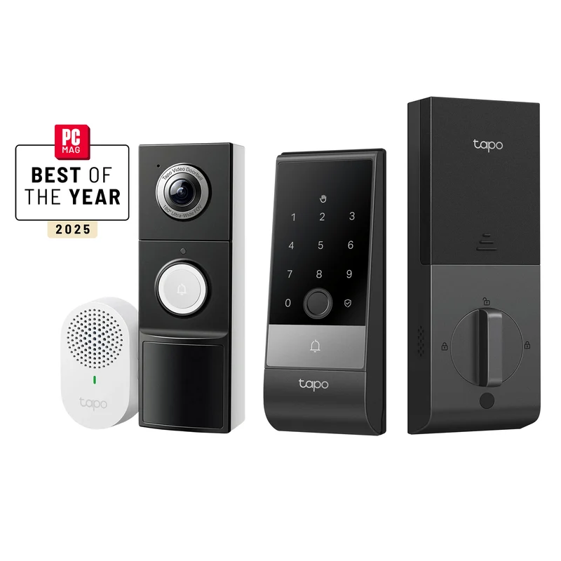 Front Door Security Pro – 2K Video Doorbell Camera + Palm/Fingerprint Smart Door Lock