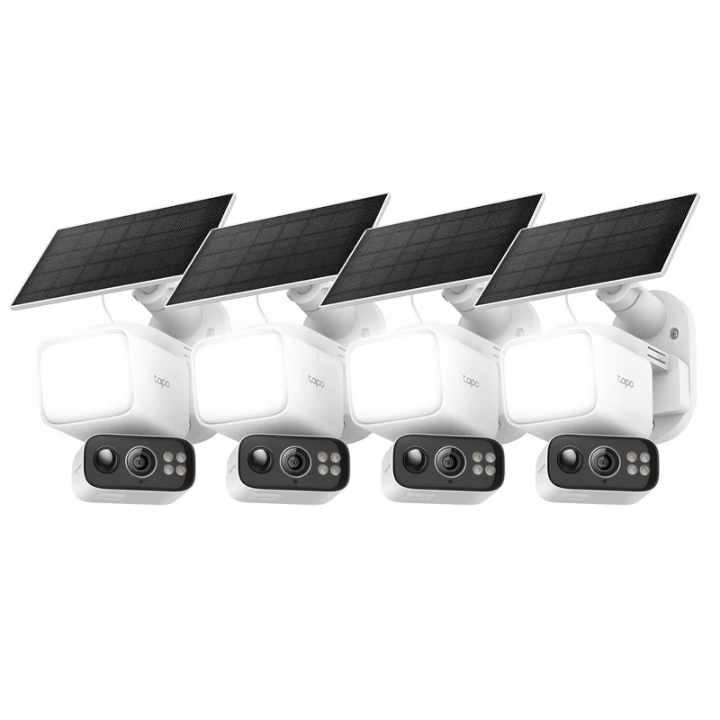 2K Floodlight Solar 360° Pan/Tilt Security Camera, Tapo C615F Kit 4-Pack