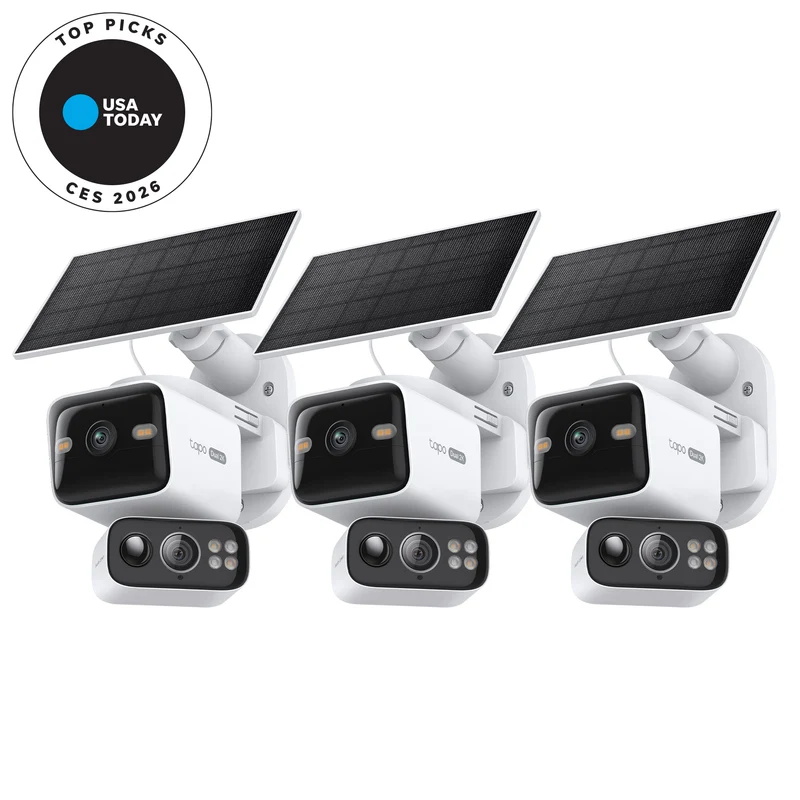 Tapo C645D Kit 2K Dual-Lens Solar Pan/Tilt Security Camera, 3-Pack