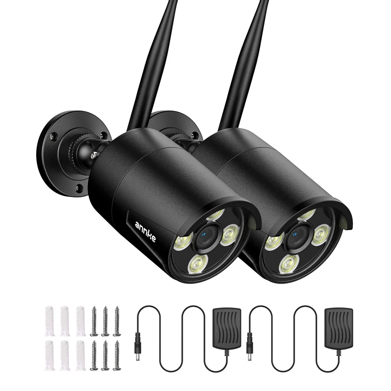 ANNKE 2-Pack Add-on Security Camera System, 5MP Outdoor Wireless Bullet Cameras, Color Night Vision, Two-Way Audio, Metal Housing, Weatherproof