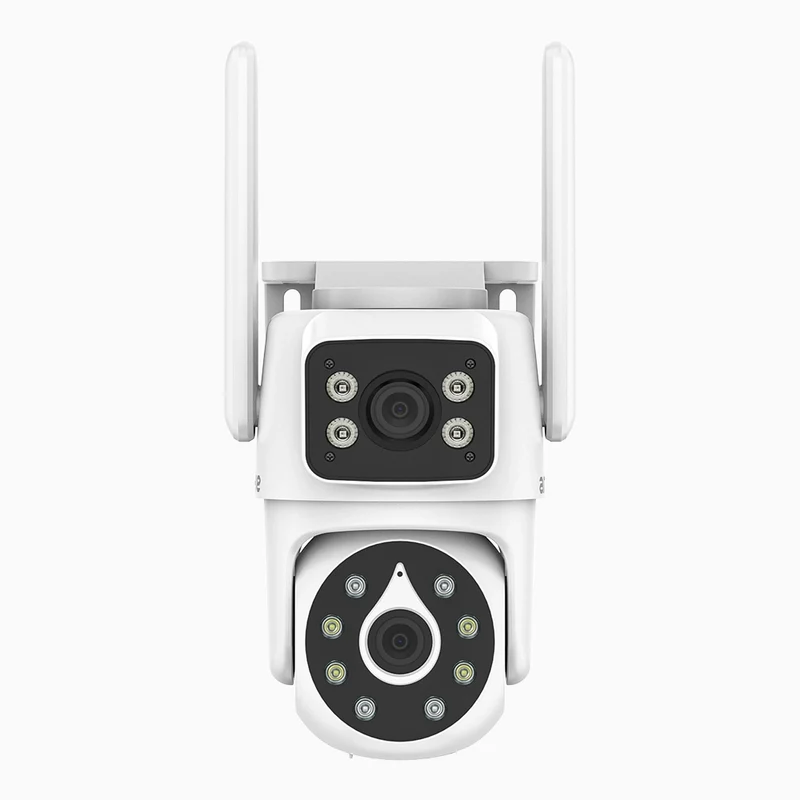WCD400 - 4MP Wireless Outdoor Dual-Lens WiFi Security Camera, 2.4G/5G Dual-Band WiFi, 350° Pan & 90° Tilt, Dual-Light Night Vision, Motion Detection, Two-Way Audio, Cloud & Max. 256 GB Local Storage, Works with Alexa
