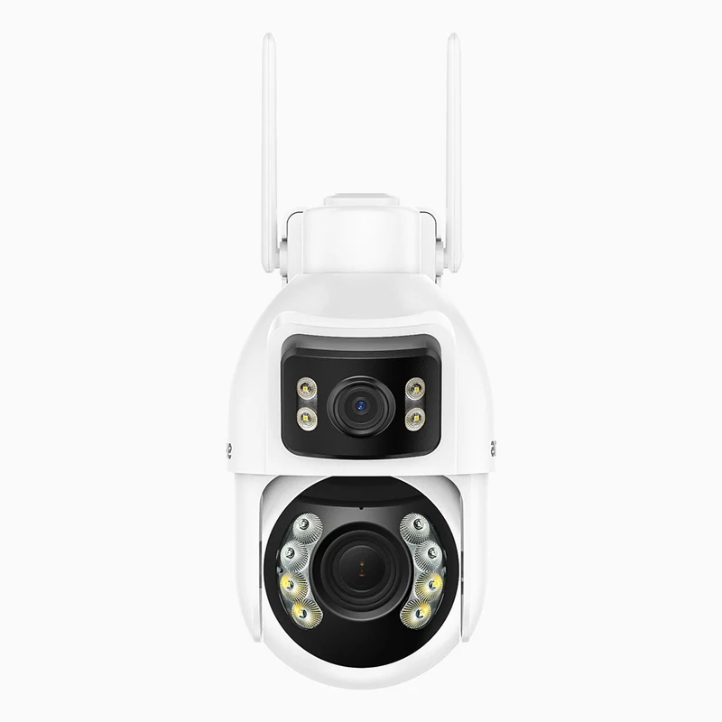 WCD1012 - 10MP UHD Dual-Lens Outdoor Wireless WiFi PTZ Security Camera, 360° Panoramic View, 12X Optical Zoom, Smart Dual Light Night Vision, Two-Way Audio, 270° Pan & 90° Tilt, Cloud & Max. 256 GB Local Storage, Works with Alexa
