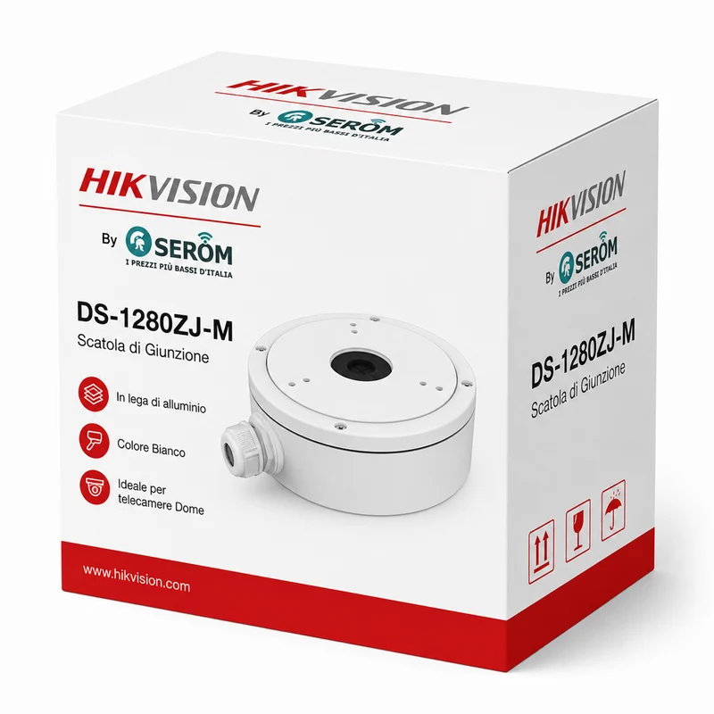 DS-1280ZJ-M - Scatola di Giunzione in Alluminio Bianca per Telecamere Dome Supporto Videosorveglianza Professionale - Hikvision