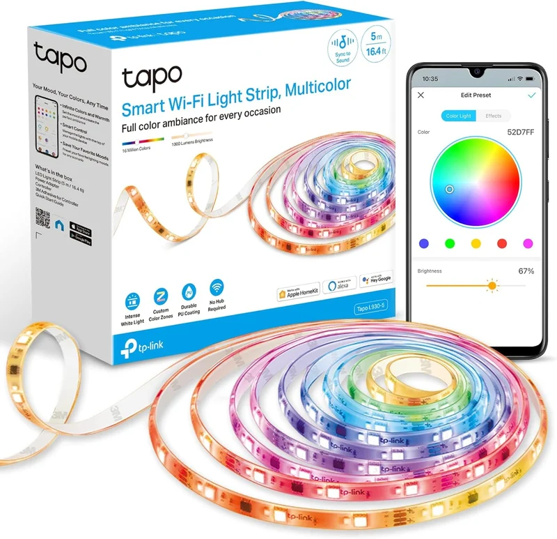 Apple Home RGBWIC Smart LED Light Strip 16.4Ft, Tapo L930-5