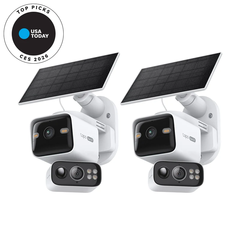 Tapo C645D Kit 2K Dual-Lens Solar Pan/Tilt Security Camera, 2-Pack