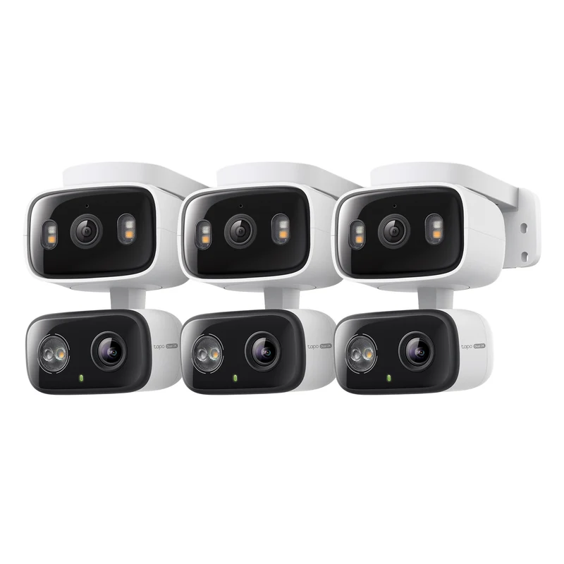 2K Dual Lens Pan/Tilt Indoor/Outdoor Security Camera, Tapo C246D HybridCam Duo 3-Pack