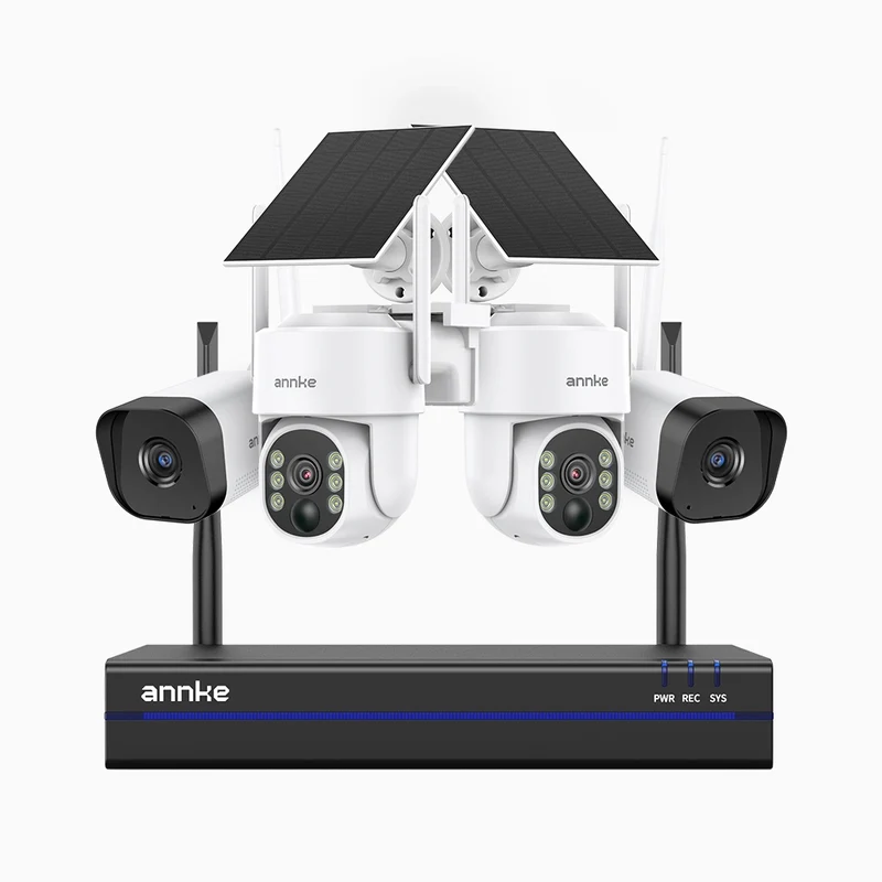 WBS450 - 4K 8CH WiFi NVR Security System with 2 X 4MP Battery Cameras & 2 X 5MP WiFi Cameras, Motion Detection, Two-Way Audio, Works with Alexa