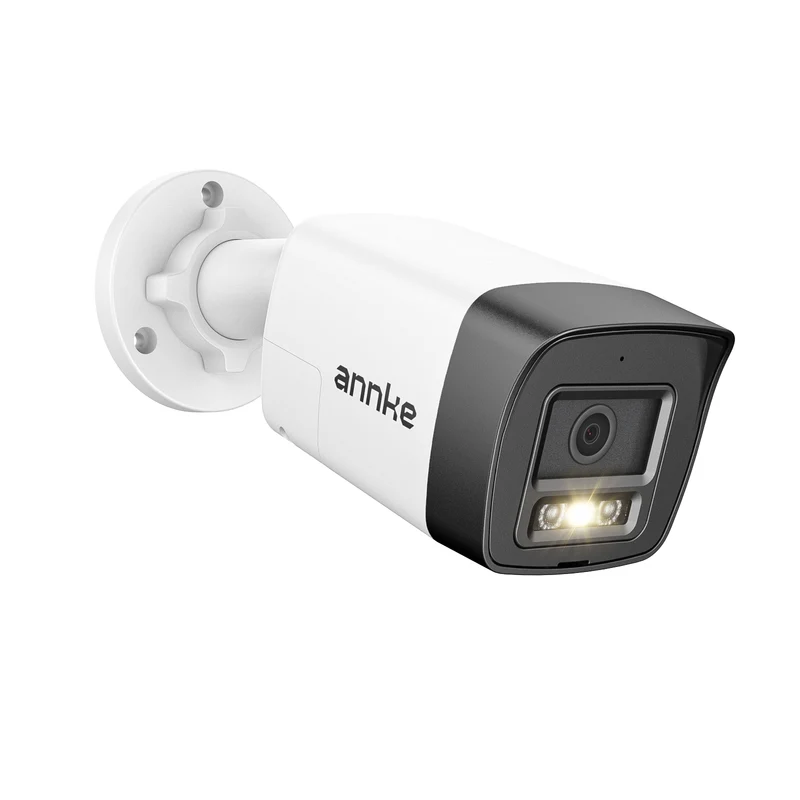 ANNKE 3K PoE Security Camera with Red and Blue Light Alarm, 2.8mm Lens (123°FOV), Color Night Vision, AI Motion Detection, Two-Way Audio, Surveillance Outdoor Bullet Cam with 512GB SD Card Slot, IP67