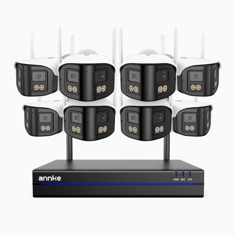 WSCD400P - 4MP 8 Channel 8 Dual-Lens Cameras Wireless NVR Security System, 170° Ultra-wide Angle, 2.4G/5G Dual-Band WiFi, Full Color Night Vision, Two-Way Audio, Cloud & Max. 256 GB Local Storage, Works with Alexa