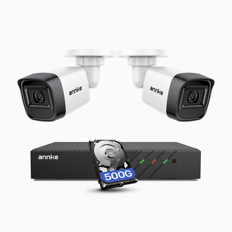 ANNKE H300 2K 3MP 8 Channel PoE Security System with 2 Cameras + 500 GB HDD, EXIR 2.0 Night Vision, Motion Detection, H.265+, IP67 Waterproof