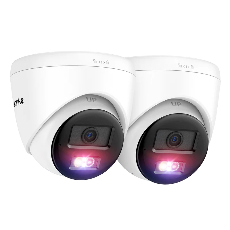 ANNKE C500 2Pcs 5MP IP Security Camera, Red and Blue Light Alarm, Color Night Vision, 2-Way Audio, Outdoor PoE Camera with H.265+, 120dB WDR, 3D DNR, Support Up to 512GB Micro SD, IP67, Remote Access